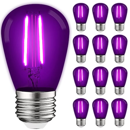 Luxrite S14 LED Edison Purple Light Bulbs 0.5W Colored Bulb for String Lights E26 Base, 12PK LR21731-12PK